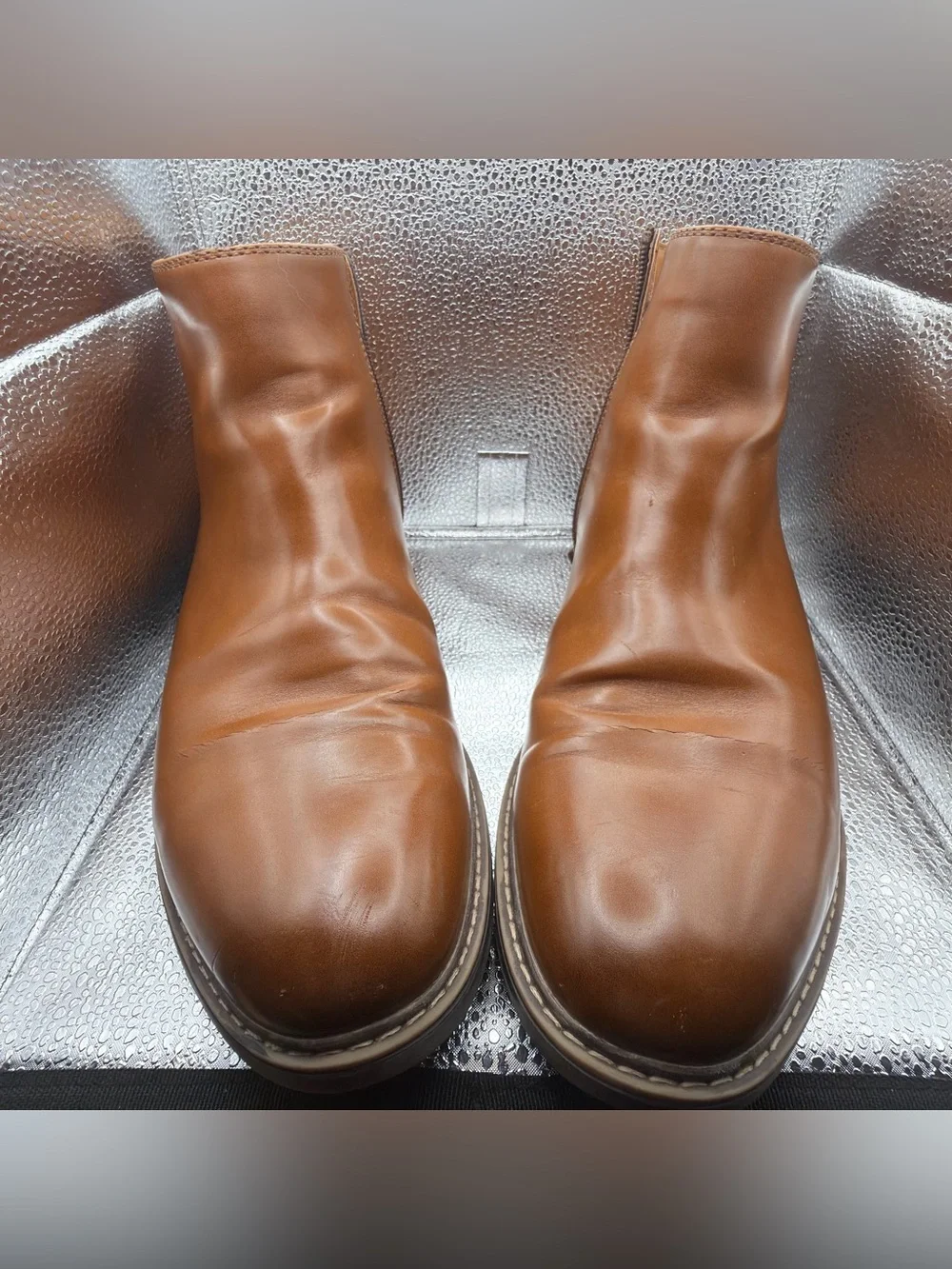 Kenneth Cole Reaction Ely Men's Tan Leather Chelsea Boots 10.5